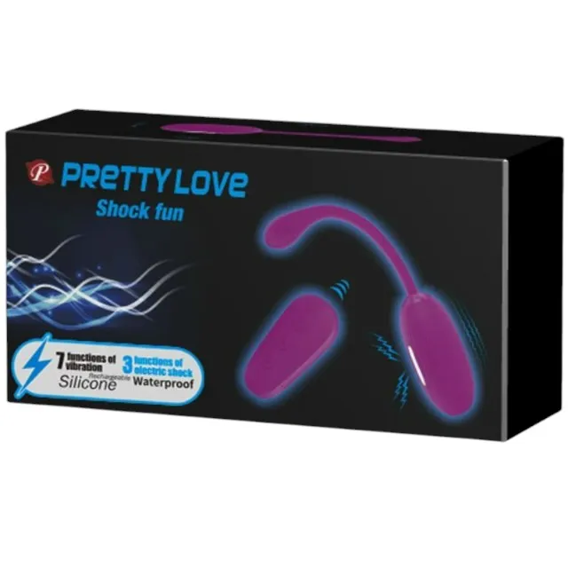 Ou vibrator cu telecomanda PRETTY LOVE Shock Fun. 7 functii de vibratie. 3 functii de electrosoc. culoare mov