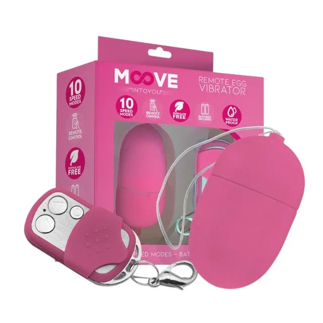 Ou vibrator INTOYOU MOOVE Remote Medium Egg Vibrator. cu control prin telecomandă. 10 funcții de vibrație. rezistent la apă. roz
