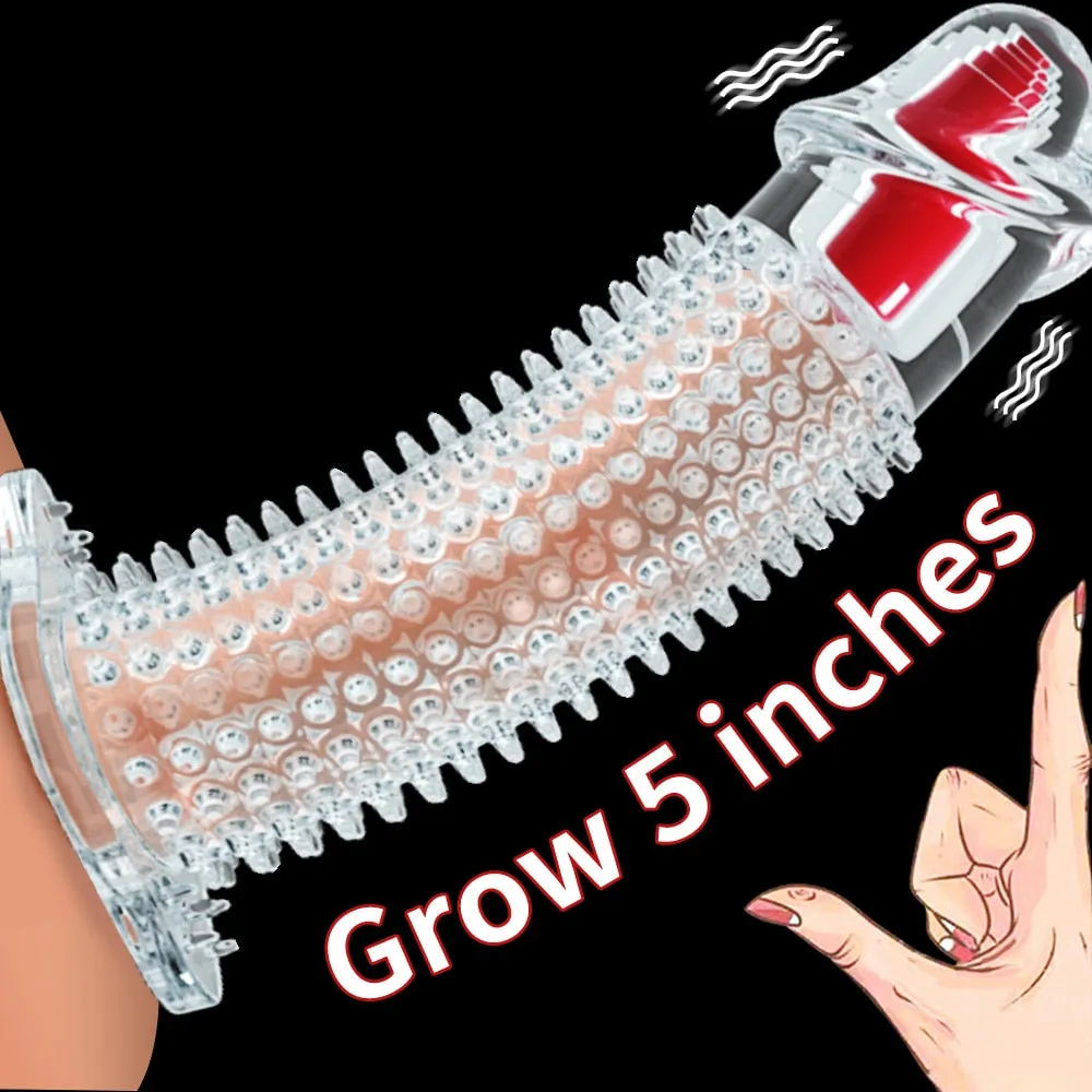 Penis Extender Cap Vibrators Sleeve Enlargement Condoms with Spikes