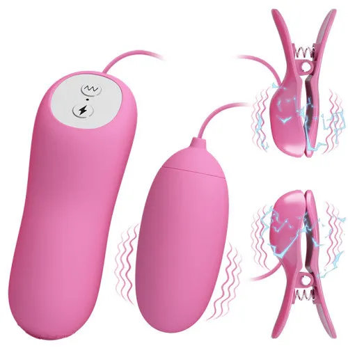 Pretty LOVE Electric Shock Nipple Clamps & Vagina Egg