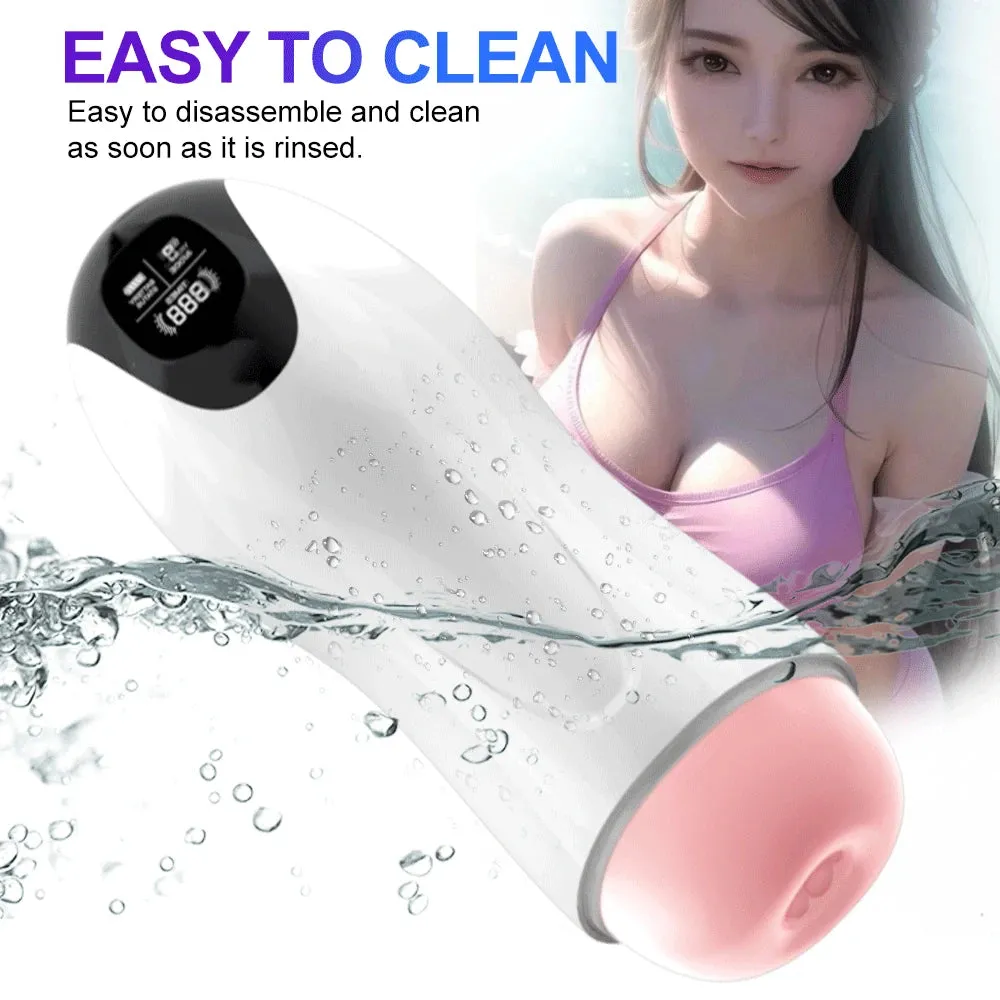 Realistic Pussy Adult Stroker Male Masturbator - Vibrating Thrusting Penis Massage Voice Interaction