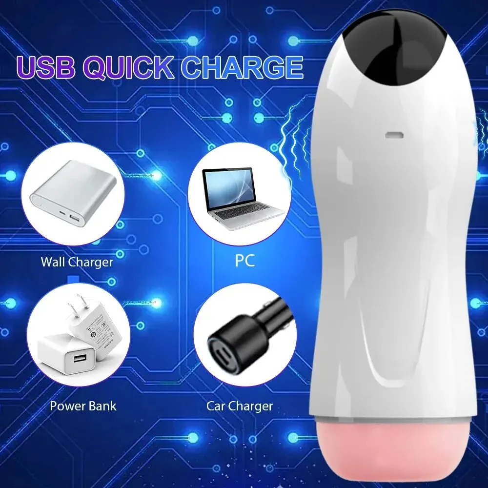 Realistic Pussy Adult Stroker Male Masturbator - Vibrating Thrusting Penis Massage Voice Interaction