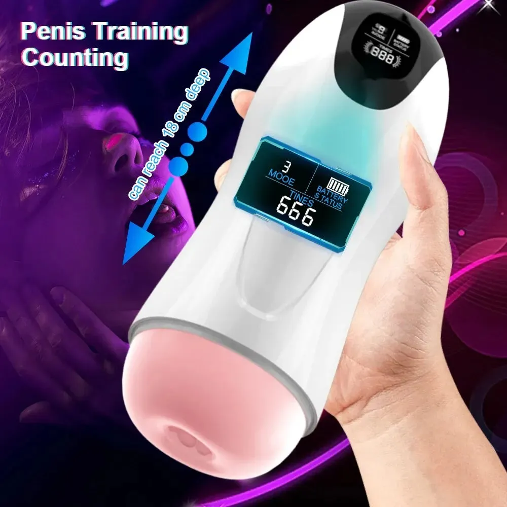 Realistic Pussy Adult Stroker Male Masturbator - Vibrating Thrusting Penis Massage Voice Interaction