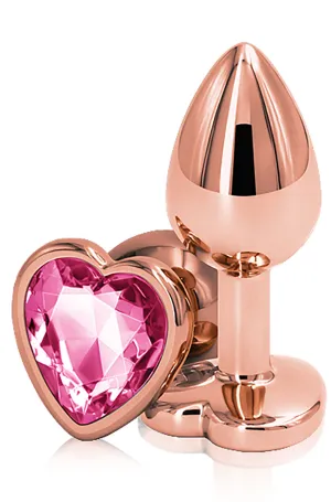 Rear Assets Pink Heart Rose Gold Medium Butt Plug
