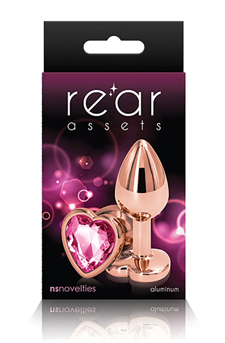 Rear Assets Pink Heart Rose Gold Medium Butt Plug