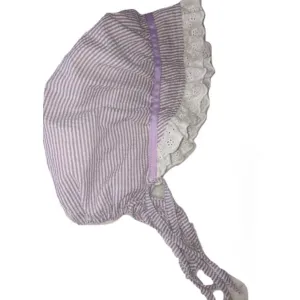Seersucker Light Purple/White Adult Baby Bonnet