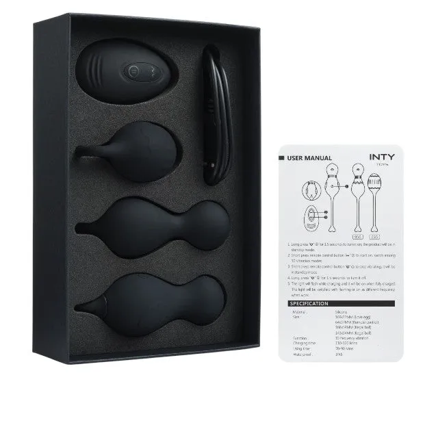 Set bile kegel vibratoare INTY TOYS BLAZE. control prin telecomandă. 10 funcții de vibrații ultra-puternice. silențios. negru