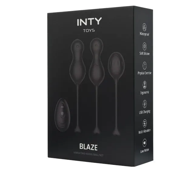 Set bile kegel vibratoare INTY TOYS BLAZE. control prin telecomandă. 10 funcții de vibrații ultra-puternice. silențios. negru