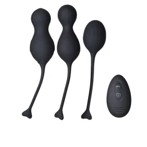 Set bile kegel vibratoare INTY TOYS BLAZE. control prin telecomandă. 10 funcții de vibrații ultra-puternice. silențios. negru