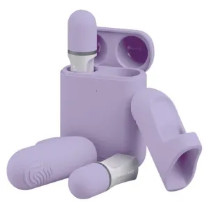 Set stimulatoare pentru clitoris JIMMYJANE Hello Touch Pro. control prin telecomandă. 2 x 10 funcții de vibrație. cu huse pentru deget. mov