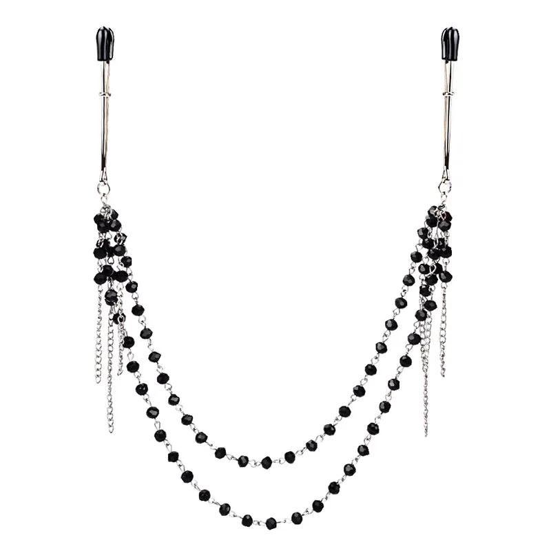 Shaki Black Beaded Chain Nipple Clamps