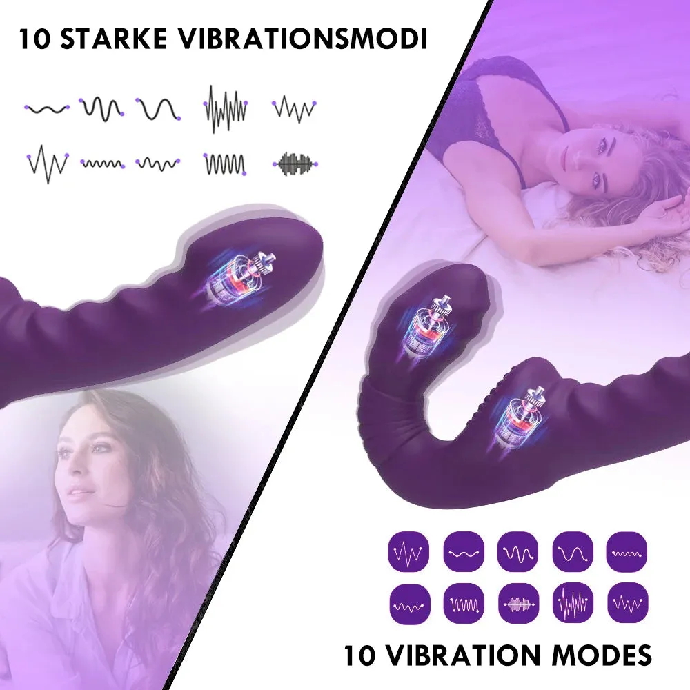 Strapless Strap On Double End Dildo Vibrator - Remote Control Vibrating Dildos Sex Toys