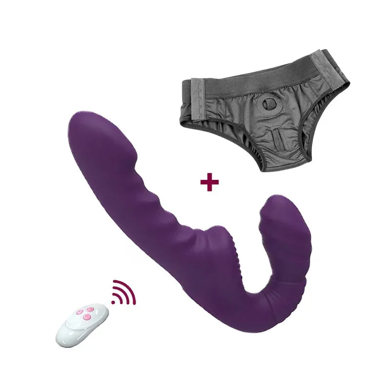 Strapless Strap On Double End Dildo Vibrator - Remote Control Vibrating Dildos Sex Toys