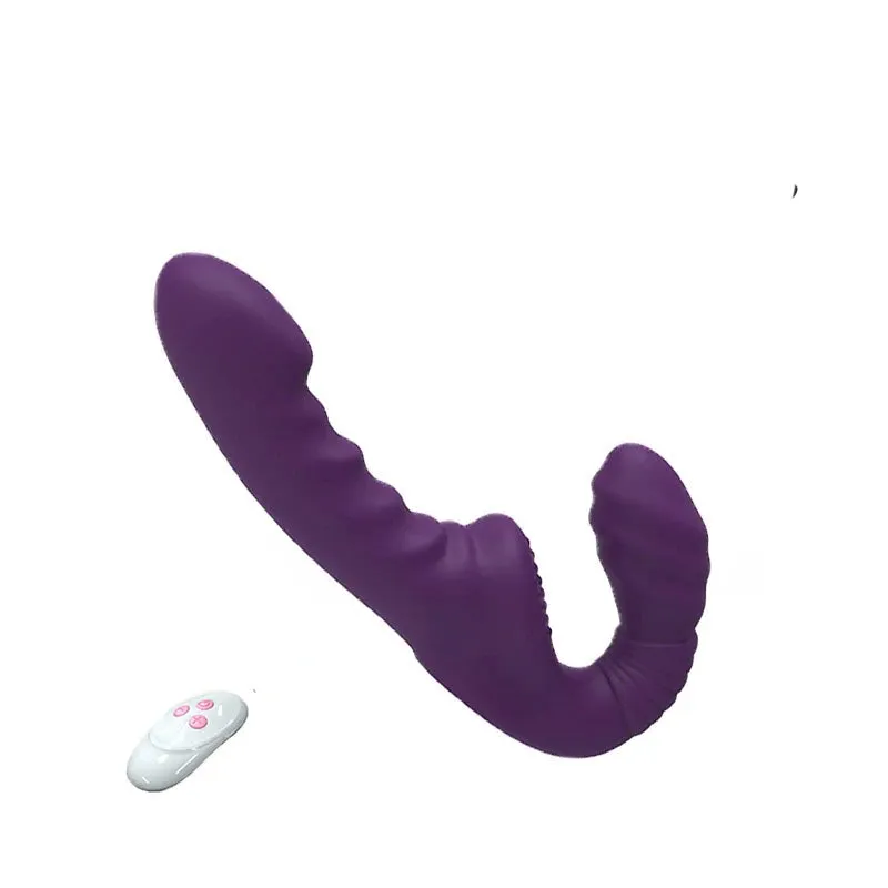 Strapless Strap On Double End Dildo Vibrator - Remote Control Vibrating Dildos Sex Toys