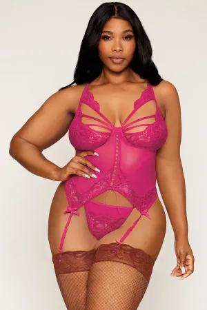 Strappy Floral Lace & Mesh Camigarter