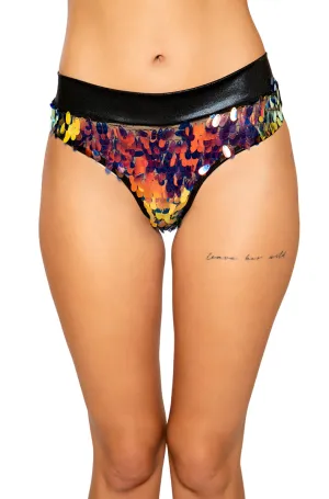 Strappy Sequin Short in Black Iridescent