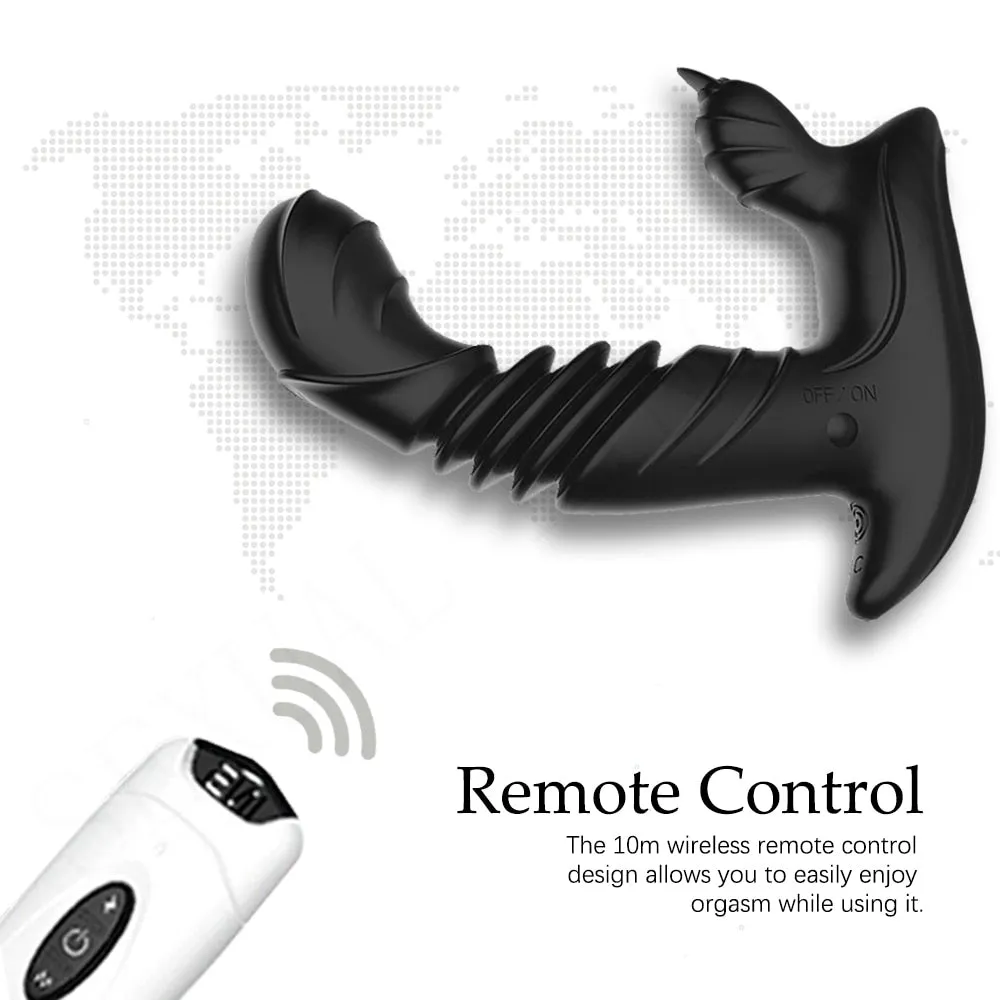 Tongue Licking Telescopic Prostate Massage Remote Control Anal Plug Vibrator
