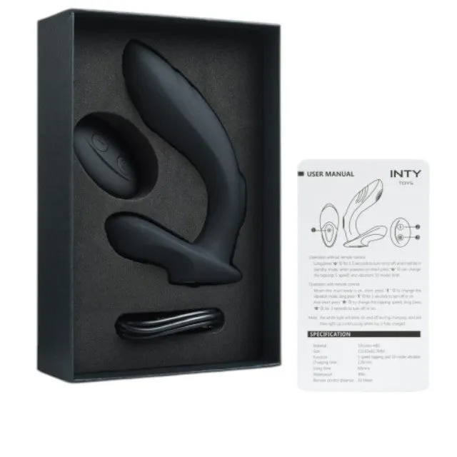 Vibrator anal INTY TOYS REBEL. pentru stimularea prostatei. cu telecomandă. 10 funcții de vibrații ultra-puternice. silențios. negru