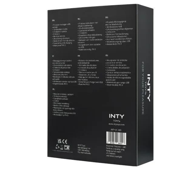 Vibrator anal INTY TOYS REBEL. pentru stimularea prostatei. cu telecomandă. 10 funcții de vibrații ultra-puternice. silențios. negru