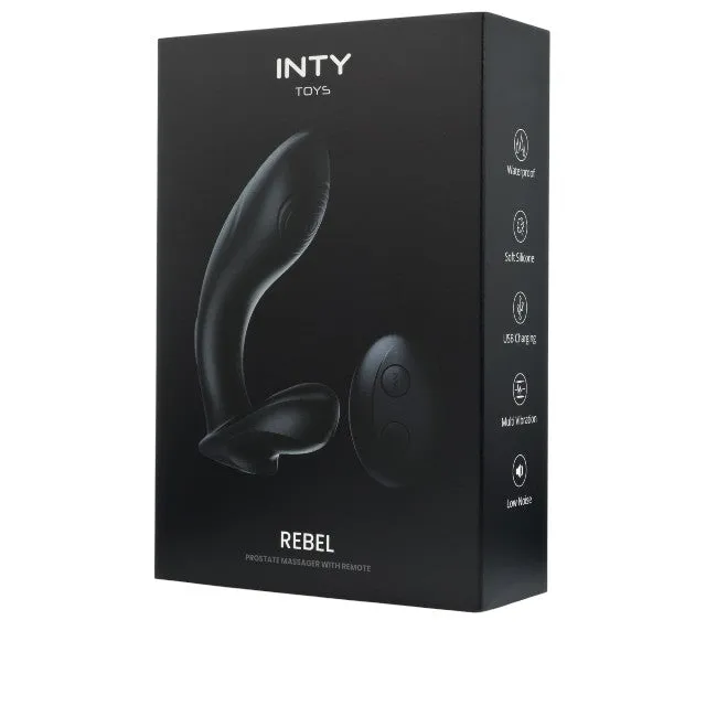 Vibrator anal INTY TOYS REBEL. pentru stimularea prostatei. cu telecomandă. 10 funcții de vibrații ultra-puternice. silențios. negru
