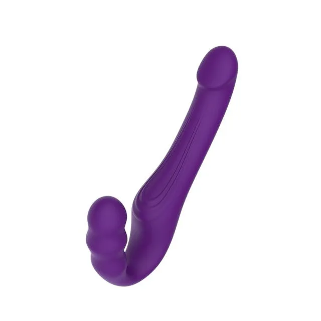 Vibrator dublu MINA Echo Remote. strap-on fără ham. control prin telecomandă. 10 funcții de vibrație. 24 cm. mov