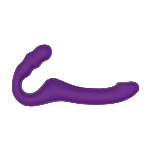 Vibrator dublu MINA Echo Remote. strap-on fără ham. control prin telecomandă. 10 funcții de vibrație. 24 cm. mov