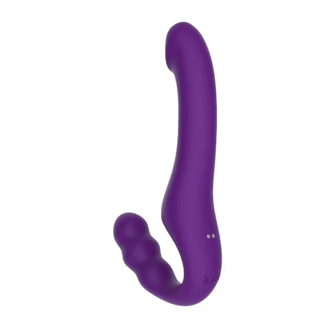 Vibrator dublu MINA Echo Remote. strap-on fără ham. control prin telecomandă. 10 funcții de vibrație. 24 cm. mov