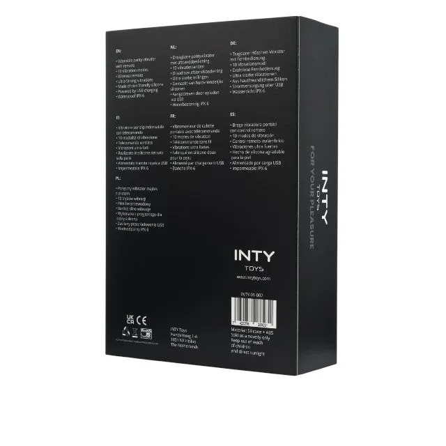 Vibrator dublu pentru chilot INTY TOYS ACE. control prin telecomandă. 10 funcții de vibrații ultra-puternice. silențios. negru