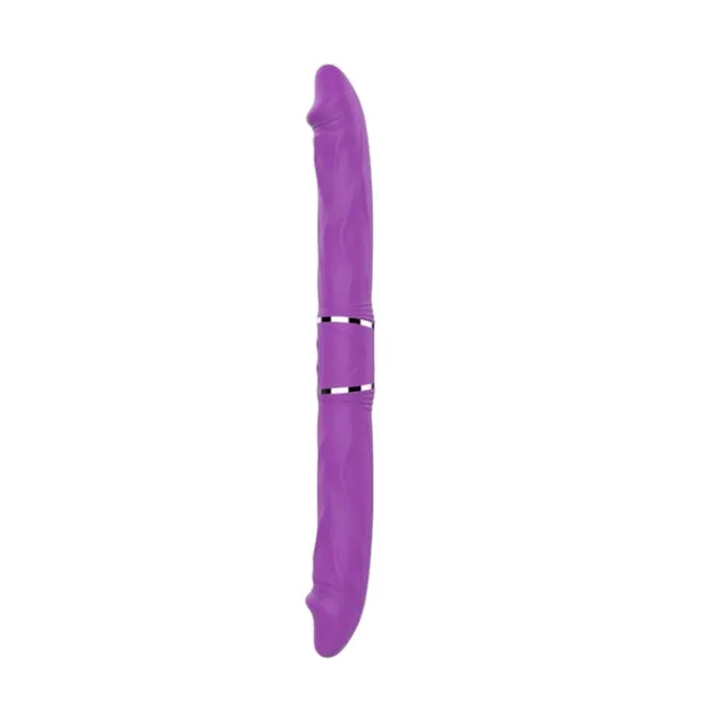 Vibrator dublu TOYZ4LOVERS Elys Cupid Arrow. cu 2 capete pentru jocuri în cuplu. cu telecomandă. 35 cm. mov