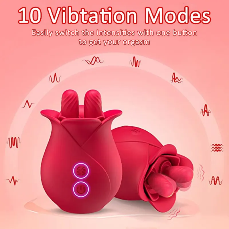 YW Red Clit Licking Rose Vibrator