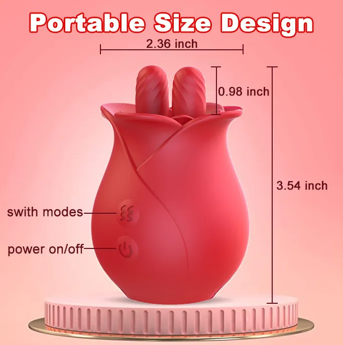 YW Red Clit Licking Rose Vibrator