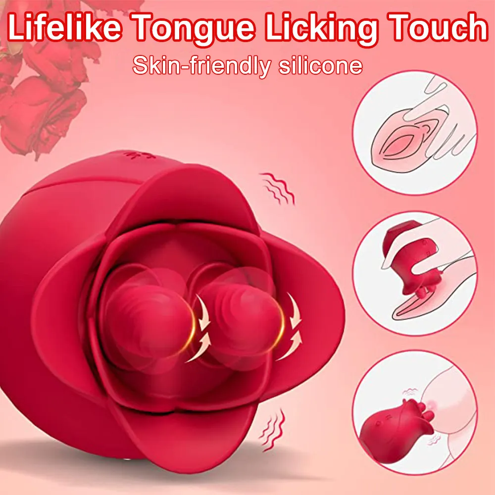 YW Red Clit Licking Rose Vibrator